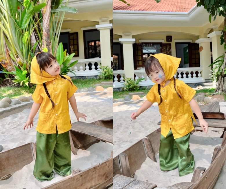 Cháu gái tập đoàn nhựa 3 tuổi tóc dài bồng bềnh hệt mẹ Đông Nhi, diện áo dài đẹp ra dáng tiểu thư nhí - 5