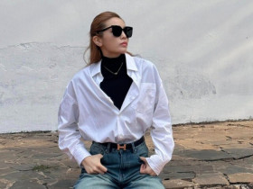 Mặc lại kiểu áo sơ mi trắng, Kỳ Duyên rút kinh nghiệm phối đồ không còn xuề xòa