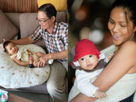 Bố chồng Hoa hậu H'Hen Niê sang nhà thăm cháu ngoại, em bé Ê Đê nay chân dài bụ sữa trông cực yêu