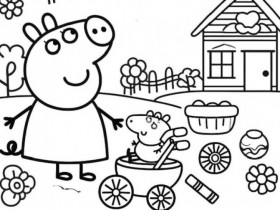 Tranh tô màu gia đình Peppa Pig, cách bé mầm non học về tình thân qua màu sắc