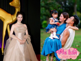 Mẹ bỉm Vbiz "chạy show" nước ngoài: Diễm My 9X "trắng phát sáng" trên thảm đỏ ở Đức, Kha Ly gửi ái nữ về quê ngoại