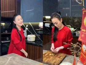 Sao Việt 24h: Phương Oanh thần sắc tươi tắn, diện áo dài vào bếp nấu ăn ngày Tết, được khen chỉn chu và không "làm màu"
