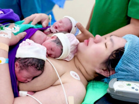 Vượt nỗi đau mất con, Gen Z An Giang vỡ oà mang tam thai, 2 công chúa 1 hoàng tử sau 5 năm chờ đợi