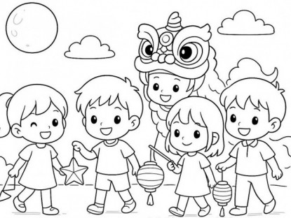 Tranh tô màu múa lân ngày Tết, cầu nối đưa trẻ chạm vào không khí xuân và ký ức Tết rộn ràng