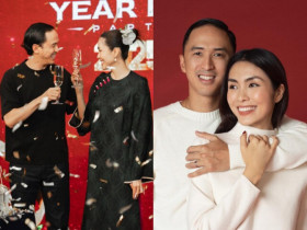Tăng Thanh Hà mừng tiệc tất niên với thiếu gia Louis Nguyễn, cảnh vợ chồng nâng ly rượu mừng tình như lễ cưới