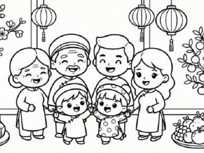 Tranh tô màu những hoạt động vui ngày Tết, bé vừa sáng tạo sắc xuân, vừa làm đẹp ký ức tuổi thơ