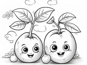 20 bức tranh tô màu rau củ, trái cây có khuôn mặt cười ngộ nghĩnh, bé vừa chơi vừa học về thực phẩm