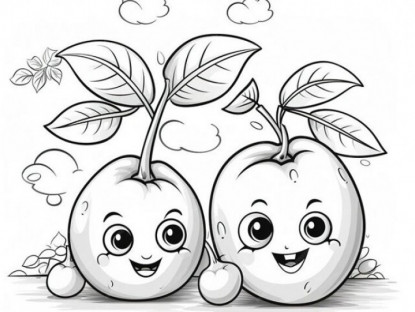 20 bức tranh tô màu rau củ, trái cây có khuôn mặt cười ngộ nghĩnh, bé vừa chơi vừa học về thực phẩm