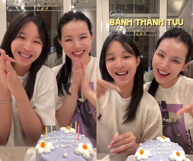 Con gái Hoa hậu Thùy Lâm khoe "bánh thành tựu" cao thêm 10cm trong 1 năm, có 2 đồng điếu cười xinh là bản sao của mẹ - 1
