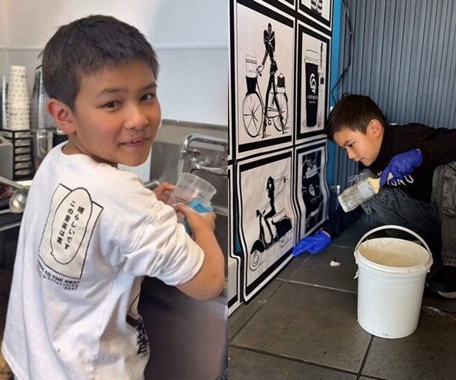 Con trai 9 tuổi nhà Đan Trường vất vả bê thùng rác cao gần bằng người, sống với mẹ ruột ở Mỹ được rèn đủ việc nhà - 4