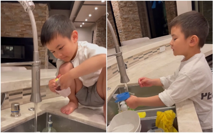 Con trai 9 tuổi nhà Đan Trường vất vả bê thùng rác cao gần bằng người, sống với mẹ ruột ở Mỹ được rèn đủ việc nhà - 3