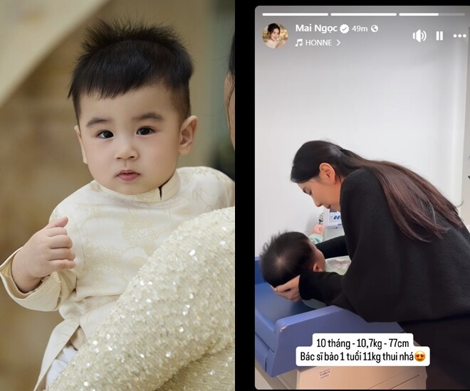 Mai Ngọc khoe quý tử đạt số đo gần vượt chuẩn, 10 tháng tuổi đã được mẹ tìm gia sư mầm non ở Bắc Ninh - 1