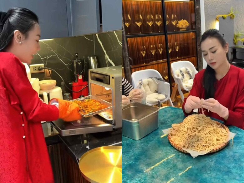 Sao Việt 24h: Phương Oanh thần sắc tươi tắn, diện áo dài vào bếp nấu ăn ngày Tết, được khen chỉn chu và không "làm màu" - 2