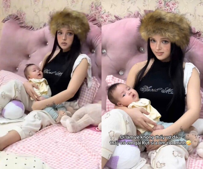 Thanh niên Việt đi làm về thấy một em gái như búp bê Nga bế con mình trên giường, dân tình xuýt xoa khen “sướng” - 1