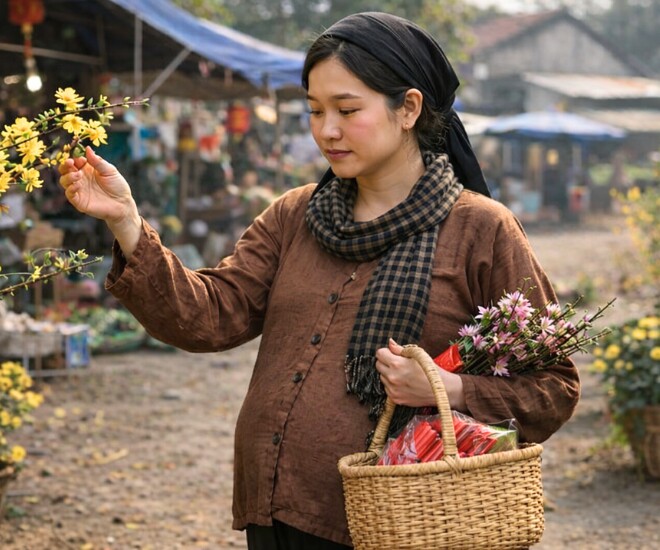 Đang mua hoa chưng Tết tình cờ gặp mẹ chồng cũ, bà chỉ vào bụng tôi nói 1 câu khiến cả chợ ngoái nhìn - 1