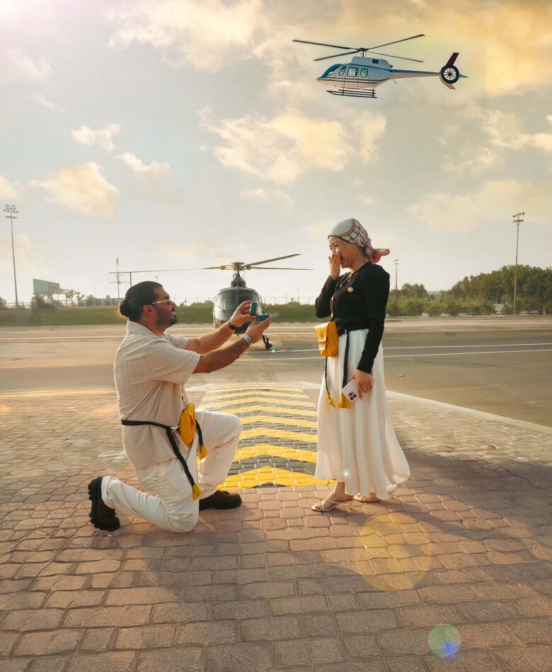 Cô dâu Việt được chồng Ả Rập Xê Út cầu hôn trên trực thăng ở Dubai, rước dâu bằng xế hộp bạc tỷ - 5
