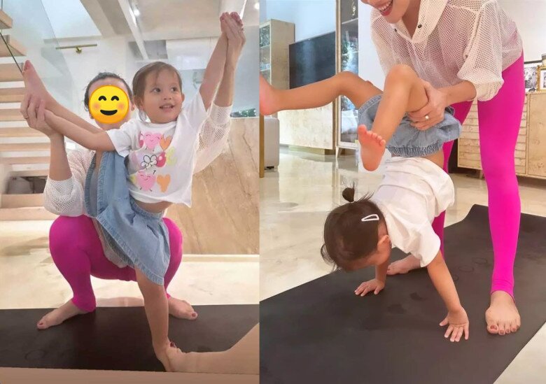 Bé Lisa nhà Hồ Ngọc Hà tập yoga uốn cong người như làm xiếc, tay chân "dài ngoằng" chuẩn gen mẹ - 4