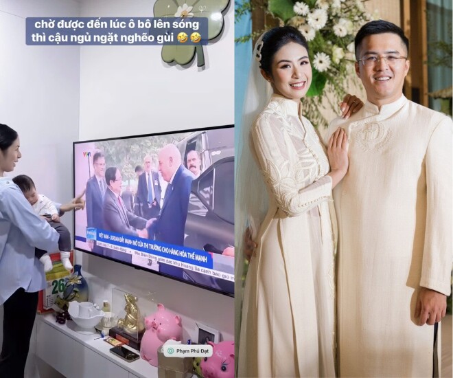 Con trai Ngọc Hân xem bố xuất hiện trên thời sự, chưa tròn tuổi đã được đoán kế nghiệp làm việc trong ngành ngoại giao - 1
