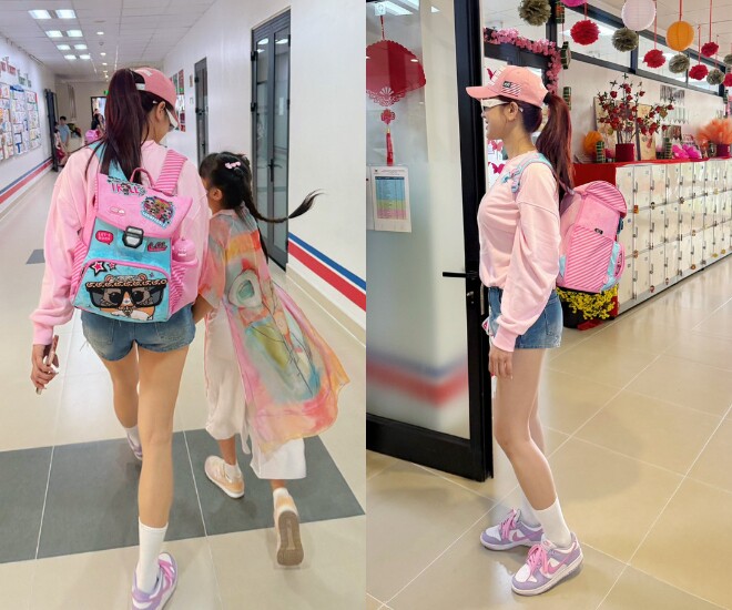 Khó tin khi nhìn cảnh Diệp Lâm Anh lên trường đón con, bé Boorin nay rõ nét là "bản sao" của bố thiếu gia - 1