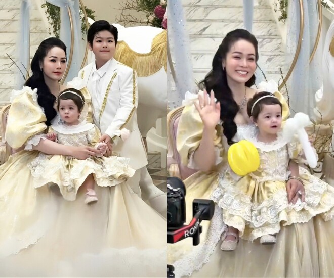 Nhật Kim Anh tổ chức thôi nôi to ngang đám cưới cho con gái lai Tây, bé Julia lộ tên khai sinh mang họ mẹ - 1