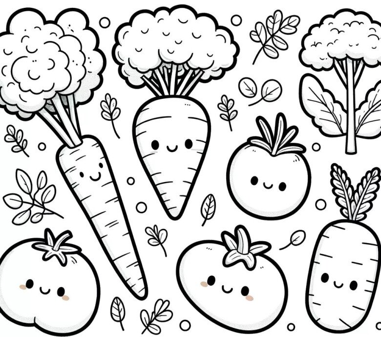 20 bức tranh tô màu rau củ, trái cây có khuôn mặt cười ngộ nghĩnh, bé vừa chơi vừa học về thực phẩm - 11