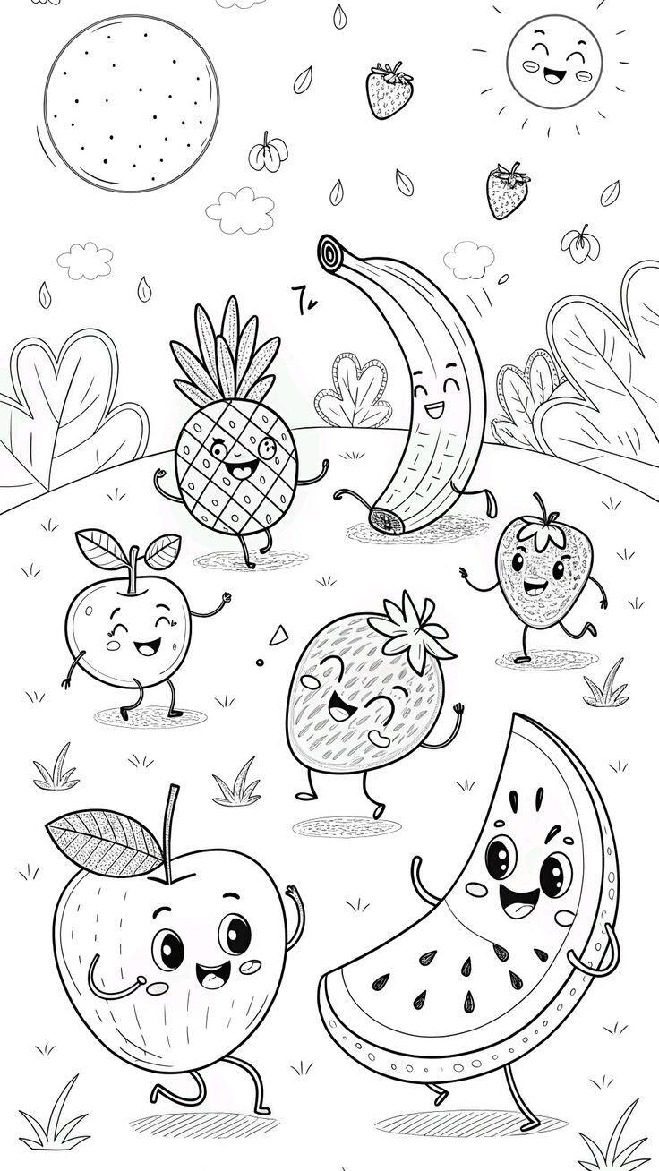20 bức tranh tô màu rau củ, trái cây có khuôn mặt cười ngộ nghĩnh, bé vừa chơi vừa học về thực phẩm - 13