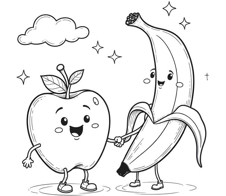 20 bức tranh tô màu rau củ, trái cây có khuôn mặt cười ngộ nghĩnh, bé vừa chơi vừa học về thực phẩm - 17