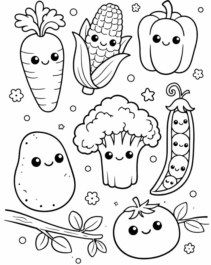 20 bức tranh tô màu rau củ, trái cây có khuôn mặt cười ngộ nghĩnh, bé vừa chơi vừa học về thực phẩm - 19