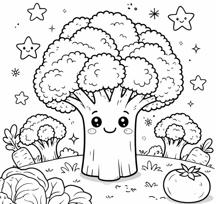 20 bức tranh tô màu rau củ, trái cây có khuôn mặt cười ngộ nghĩnh, bé vừa chơi vừa học về thực phẩm - 20