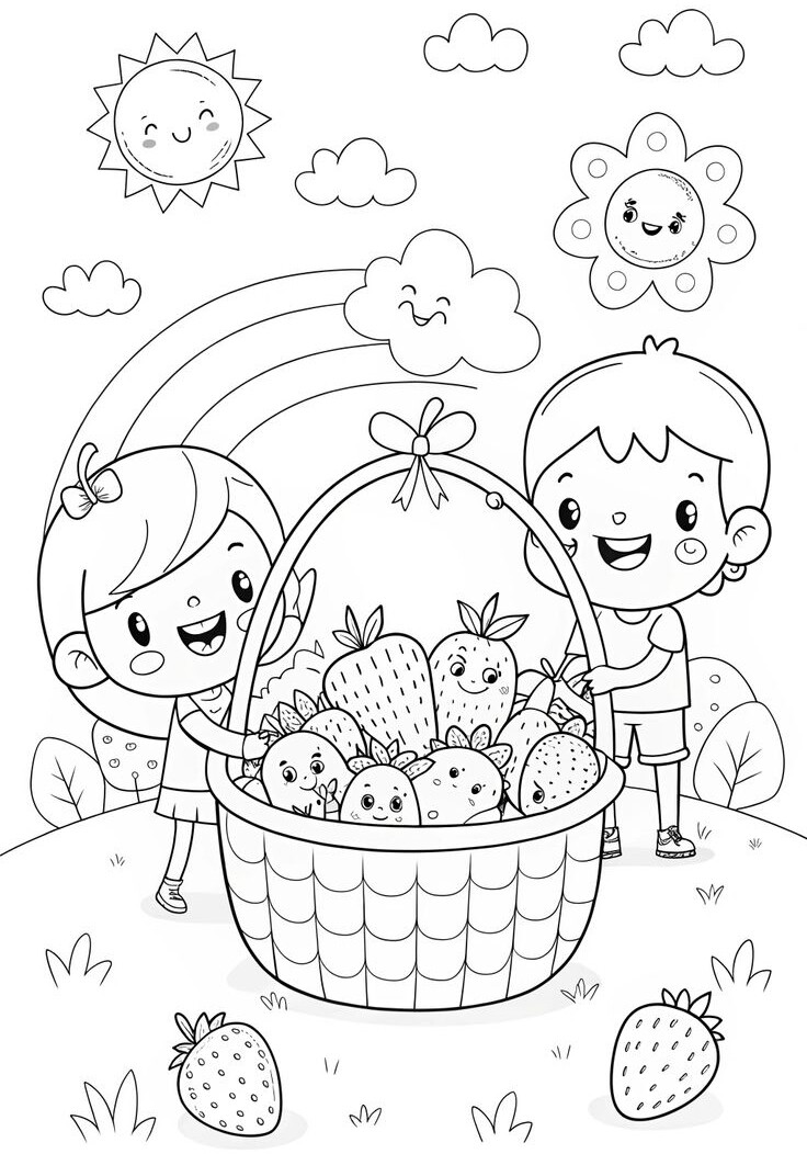 20 bức tranh tô màu rau củ, trái cây có khuôn mặt cười ngộ nghĩnh, bé vừa chơi vừa học về thực phẩm - 9