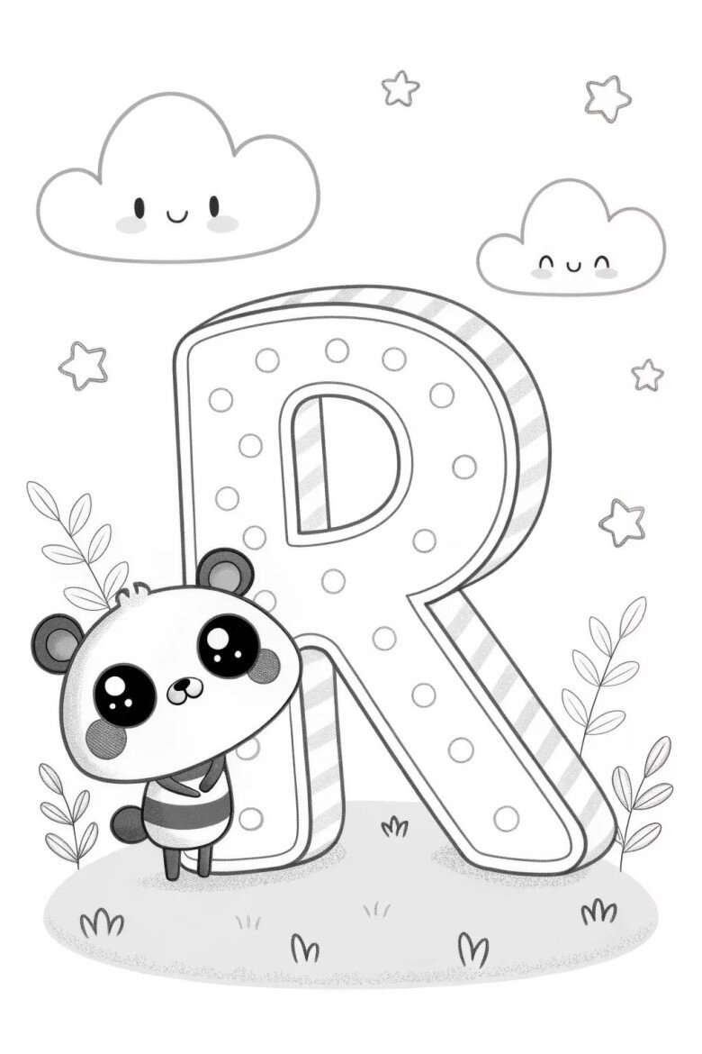 Tranh tô màu 20 chữ cái, cách trẻ mầm non làm quen với mặt chữ bằng màu sắc, trải nghiệm niềm vui học tập - 18