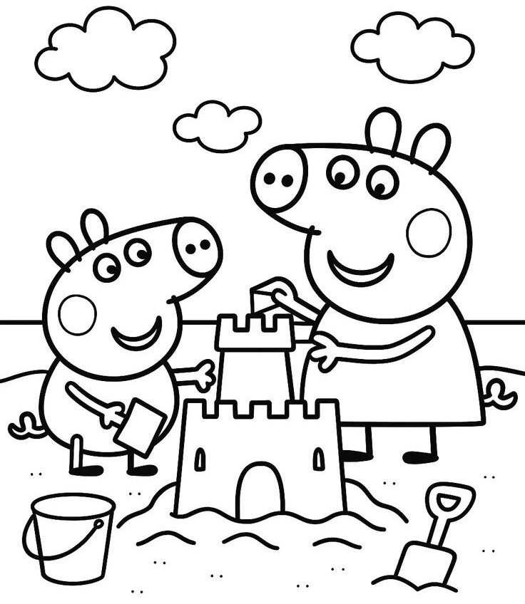 Tranh tô màu gia đình Peppa Pig, cách bé mầm non học về tình thân qua màu sắc - 11