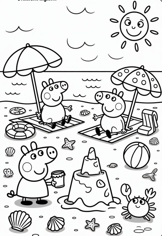 Tranh tô màu gia đình Peppa Pig, cách bé mầm non học về tình thân qua màu sắc - 2