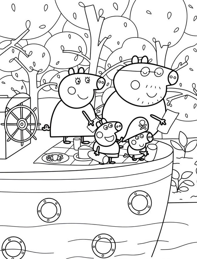 Tranh tô màu gia đình Peppa Pig, cách bé mầm non học về tình thân qua màu sắc - 4