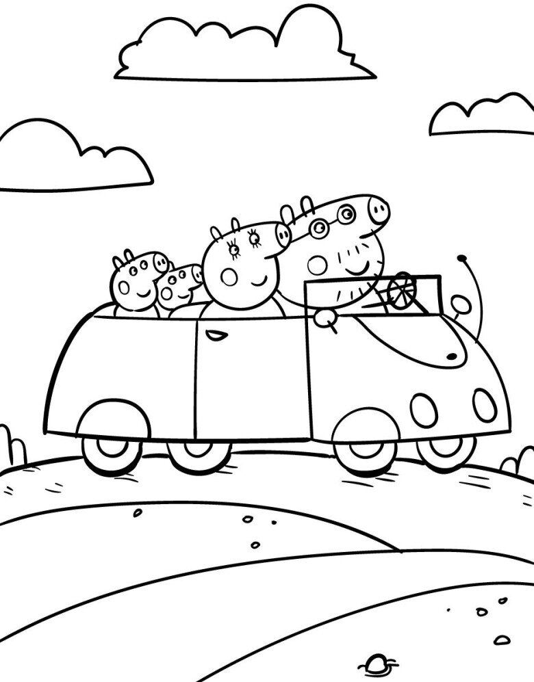 Tranh tô màu gia đình Peppa Pig, cách bé mầm non học về tình thân qua màu sắc - 8