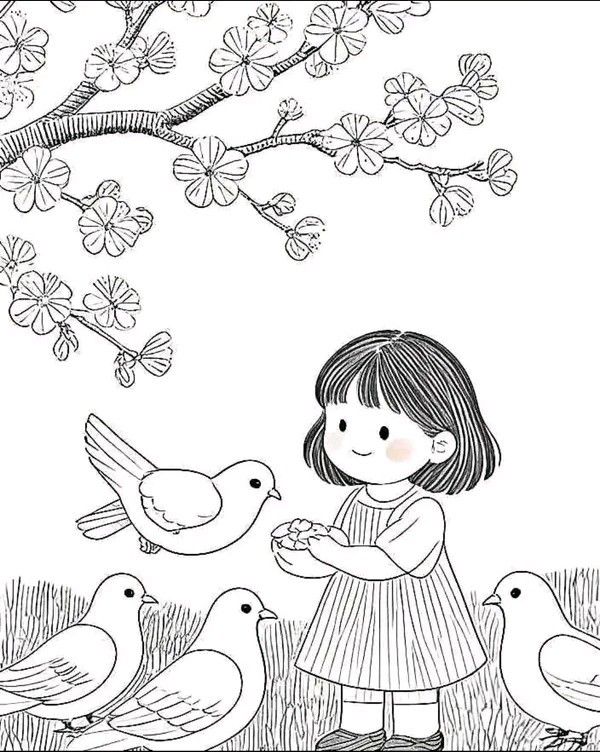 Tranh tô màu hoa đào, hoa mai giúp bé mầm non cảm nhận mùa xuân và hiểu về Tết Việt - 14