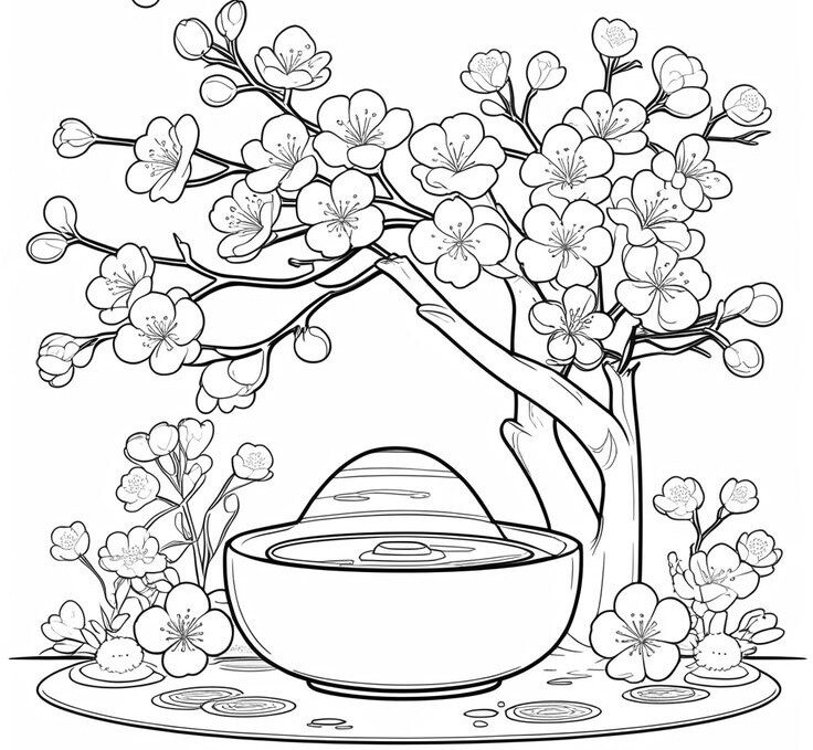 Tranh tô màu hoa đào, hoa mai giúp bé mầm non cảm nhận mùa xuân và hiểu về Tết Việt - 4