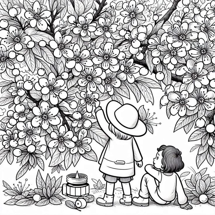 Tranh tô màu hoa đào, hoa mai giúp bé mầm non cảm nhận mùa xuân và hiểu về Tết Việt - 5