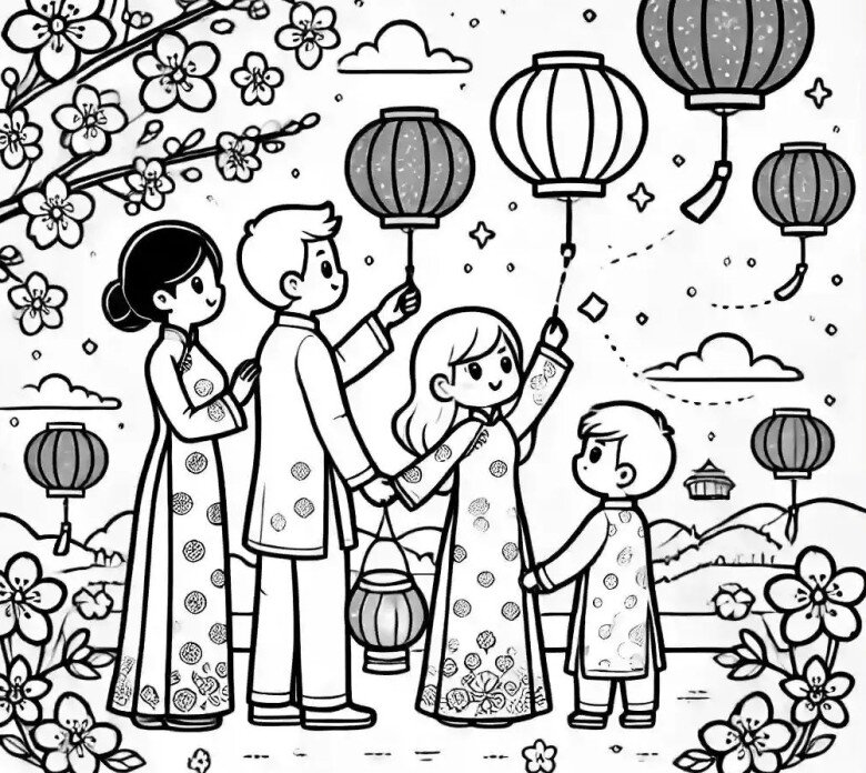 Tranh tô màu hoa đào, hoa mai giúp bé mầm non cảm nhận mùa xuân và hiểu về Tết Việt - 3