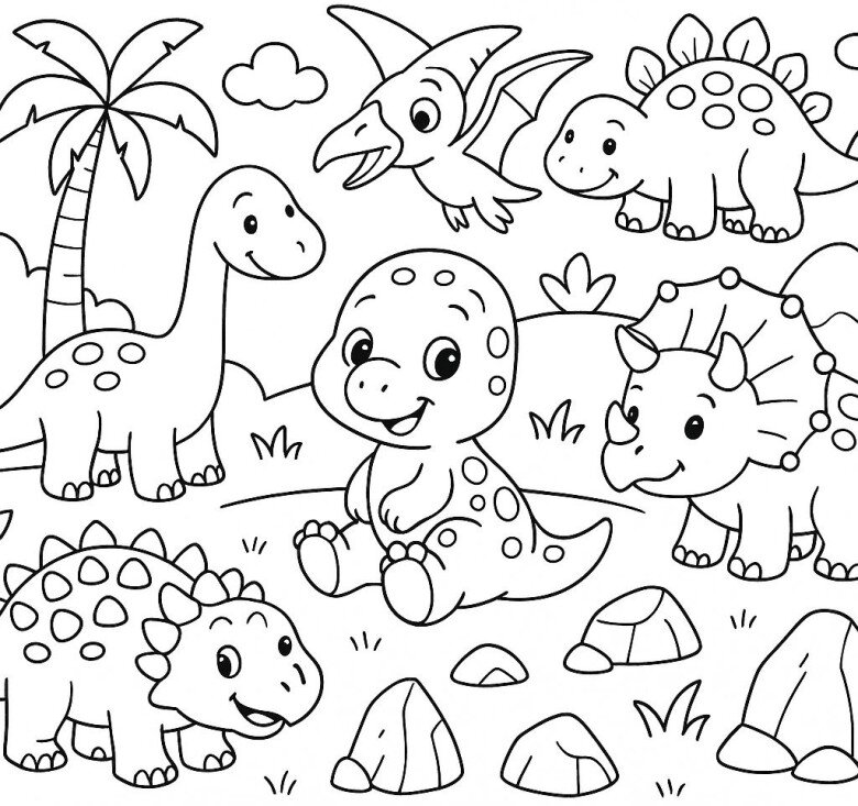 Tranh tô màu khủng long, cách trẻ mầm non học hỏi và khám phá tự nhiên qua từng nét vẽ - 10