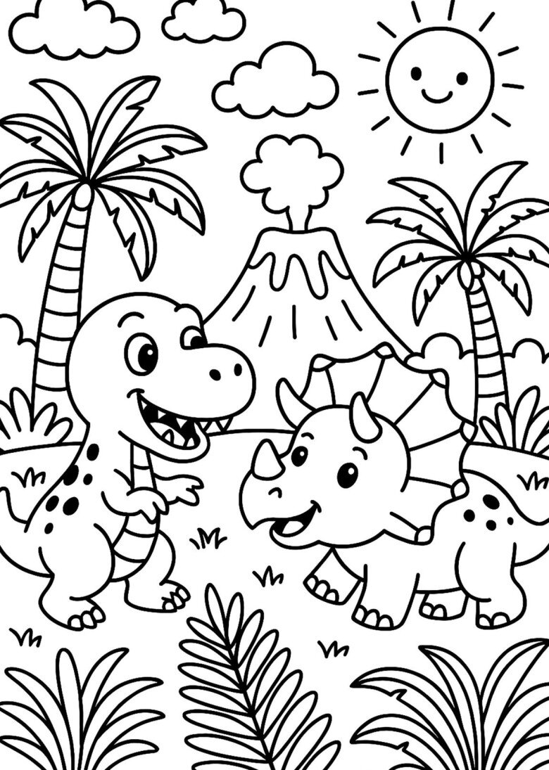 Tranh tô màu khủng long, cách trẻ mầm non học hỏi và khám phá tự nhiên qua từng nét vẽ - 12