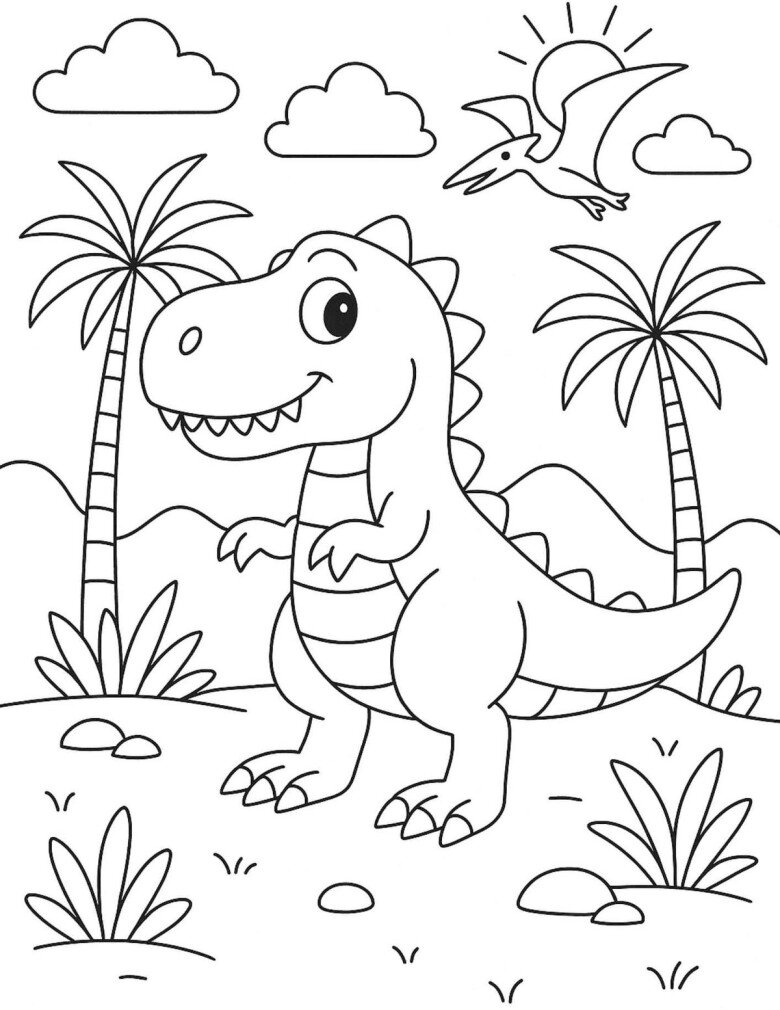Tranh tô màu khủng long, cách trẻ mầm non học hỏi và khám phá tự nhiên qua từng nét vẽ - 7
