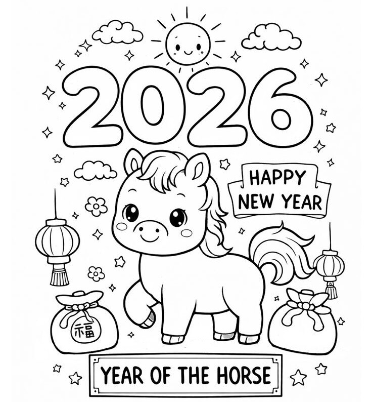 20 bức tranh tô màu năm mới 2026, hành trình gieo ký ức Tết đầu đời cho trẻ mầm non - 2