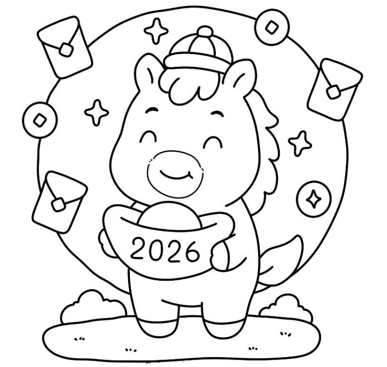 20 bức tranh tô màu năm mới 2026, hành trình gieo ký ức Tết đầu đời cho trẻ mầm non - 5