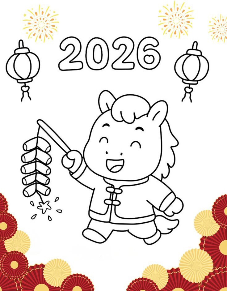 20 bức tranh tô màu năm mới 2026, hành trình gieo ký ức Tết đầu đời cho trẻ mầm non - 6