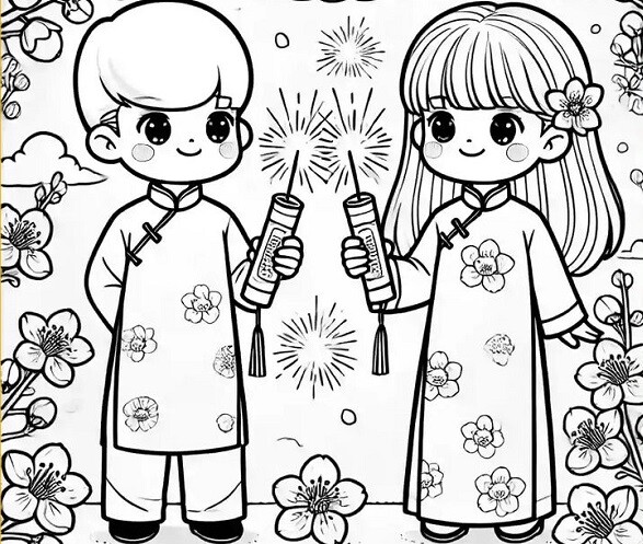 Tranh tô màu những hoạt động vui ngày Tết, bé vừa sáng tạo sắc xuân, vừa làm đẹp ký ức tuổi thơ - 10