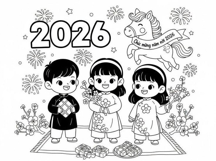 Tranh tô màu những hoạt động vui ngày Tết, bé vừa sáng tạo sắc xuân, vừa làm đẹp ký ức tuổi thơ - 15