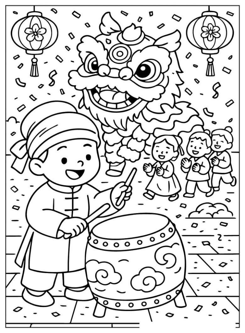 Tranh tô màu những hoạt động vui ngày Tết, bé vừa sáng tạo sắc xuân, vừa làm đẹp ký ức tuổi thơ - 6