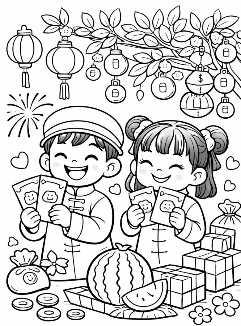 Tranh tô màu những hoạt động vui ngày Tết, bé vừa sáng tạo sắc xuân, vừa làm đẹp ký ức tuổi thơ - 7