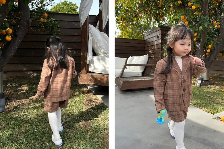 Đàm Thu Trang bầu vượt mặt vẫn chăm làm tóc cho con gái, mỗi ngày 1 kiểu, Lisa giữ kiểu tóc Na Tra quanh năm - 5